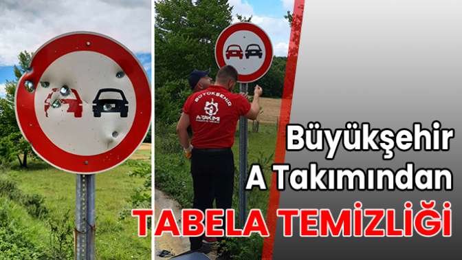 Büyükşehir A Takımından tabela temizliği