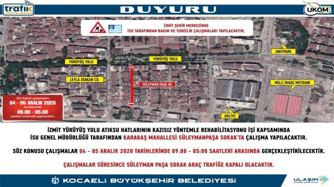 Darıca ve İzmitte geçici güzergah uygulaması