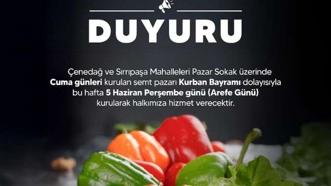 Derince Merkez Semt Pazarı Arefe Günü Kurulacak