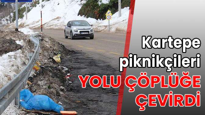 Kartepe piknikçileri, yolu çöplüğe çevirdi