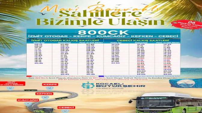 Kocaeli’nin Mavi Bayraklı sahillerine Ulaşımpark ile ulaşın; 800CK, 6 Haziran’da yola çıkıyor