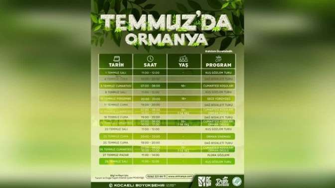 Ormanya ve Kuzuyayla’da doğayla iç içe yaz programı başlıyor; Kocaeli’de doğayı keşfetme zamanı