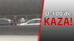 D-100'de kaza... Yol tıkandı