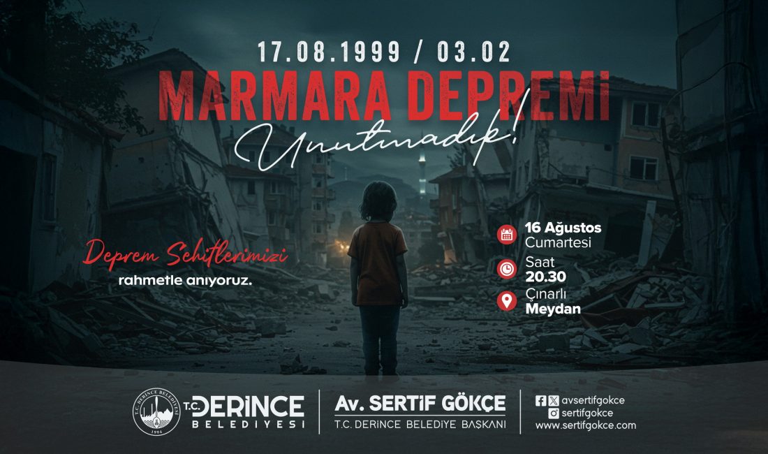 Derince Belediyesi, 17 Ağustos 1999 Marmara Depremi’nin 26. yıl dönümünde