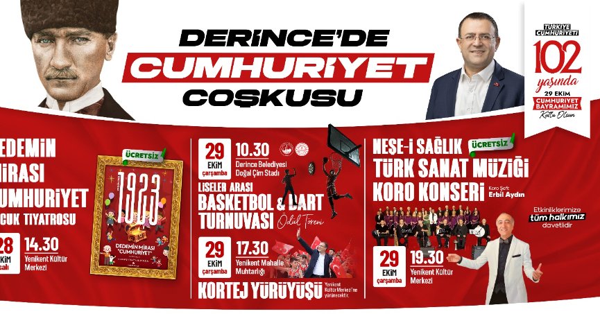 29 Ekim Cumhuriyet Bayramı'nın coşkuyla kutlanacağı Derince'de çocuk tiyatrosu, sportif