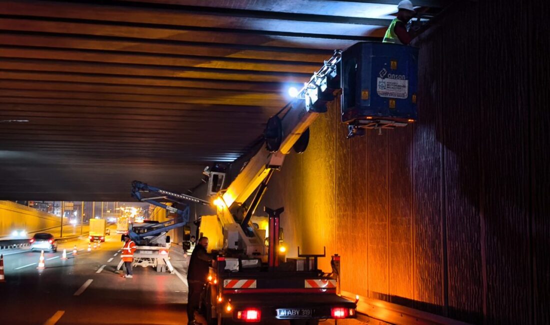 Kocaeli Büyükşehir Belediyesi, Osmangazi Köprüsü Tüneli’nde aydınlatma yenileme çalışması gerçekleştirdi.