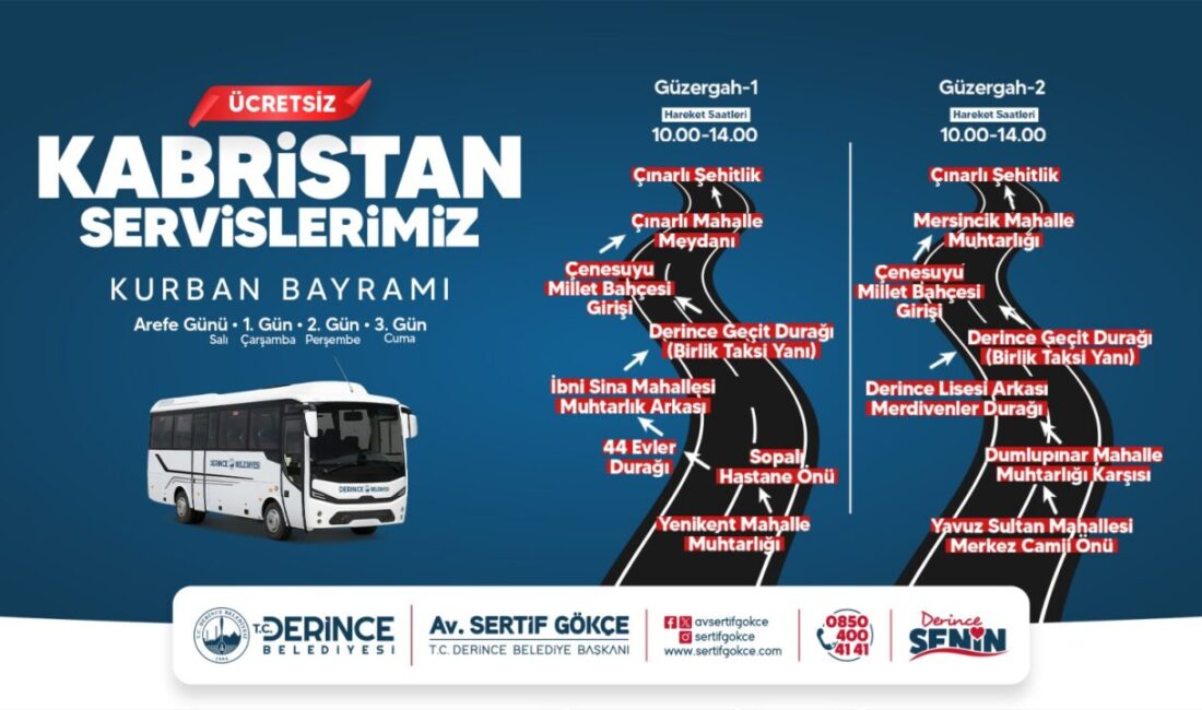 Derince Belediyesi, Arefe Günü ve Kurban Bayramı'nın ilk üç gününde