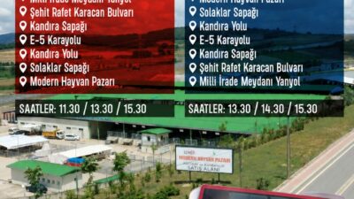 İzmit Belediyesi, 25-26 Mayıs tarihlerinde Modern Hayvan Pazarı’na ulaşımı kolaylaştırmak