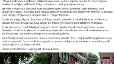 İzmit Belediyesi Meclis Üyesi İlker Ulusoy, Fethiye Caddesi’nde yaşanan saldırı