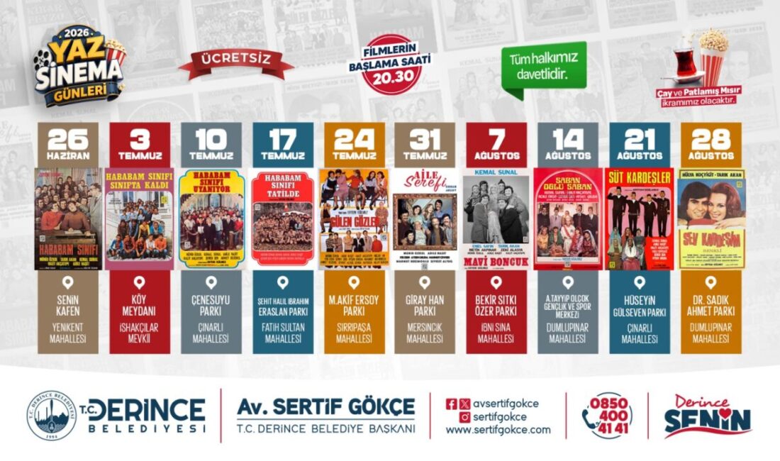 Derince’de yaz akşamları, Yeşilçam’ın unutulmaz klasikleri ve sinemanın büyülü dünyasıyla