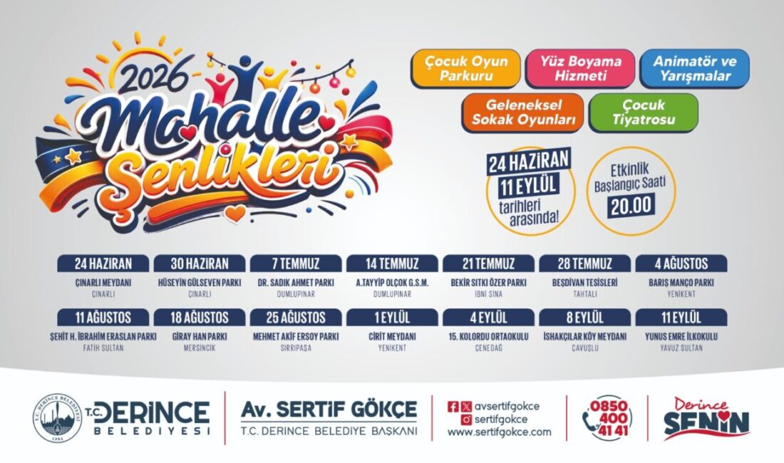 Derince Belediyesi, yaz döneminde düzenleyeceği Mahalle Şenlikleri ile çocuklara ve