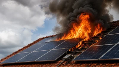 Gölcük’te bir binanın çatısındaki güneş enerjisi sisteminde (GES) çıkan yangının