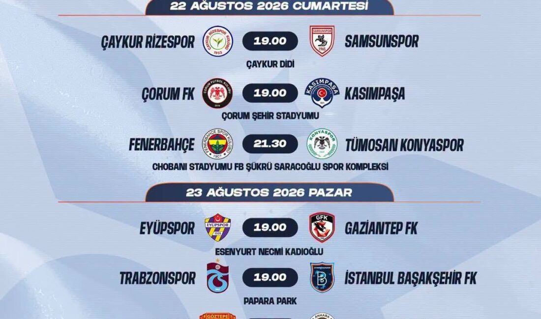 Trendyol Süper Lig’de 2026-2027 sezonunun ikinci ve üçüncü hafta maç