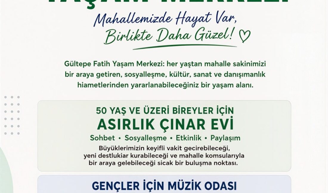 İzmit Belediyesi Gültepe Fatih Yaşam Merkezi, farklı yaş gruplarına yönelik