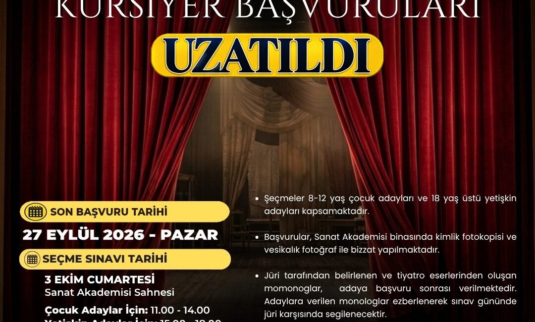 İzmit Belediye Tiyatrosu’nun 2026-2027 eğitim dönemi kursiyer seçmeleri için başvuru