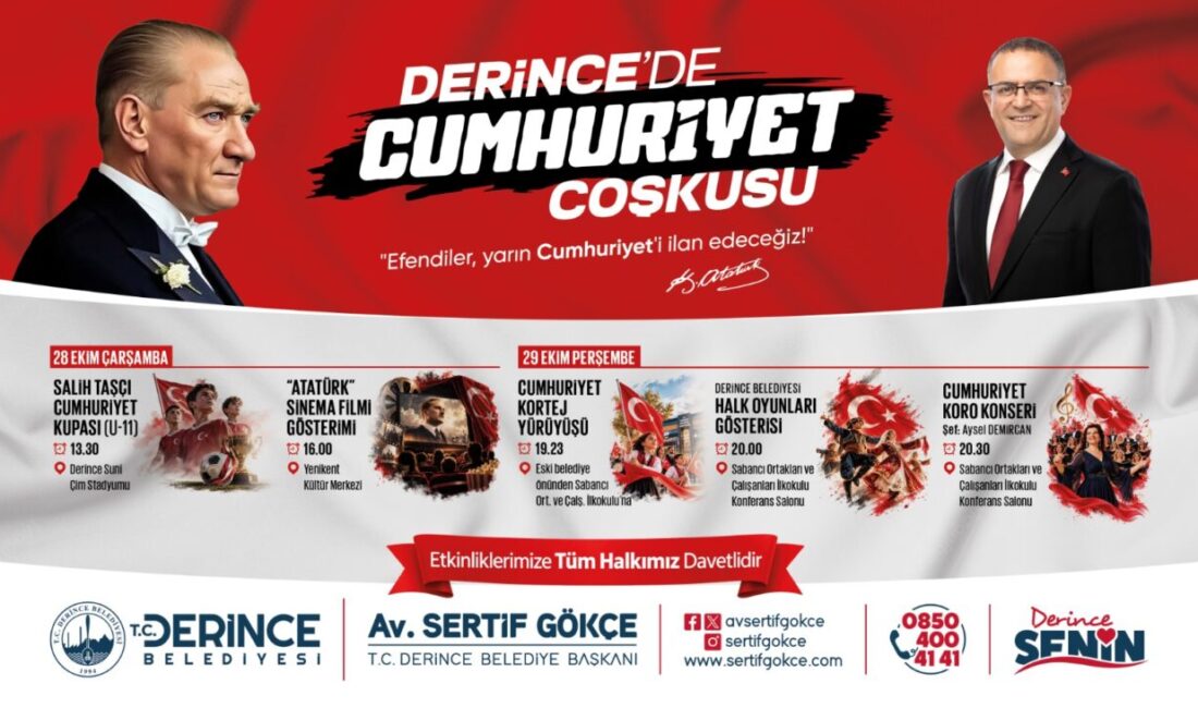 29 Ekim Cumhuriyet Bayramı, Derince’de iki gün boyunca düzenlenecek etkinliklerle